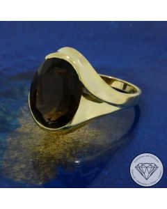 Rauchquarz Ring 585 / 14 Kt Gold Gr. 58