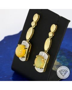 Feuer Opal Quarz Ohrstecker Gold
