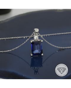 Anker Kette mit Brillant Saphir Anhänger T0039