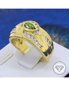 Peridot Brillant Ring 0,50 Carat 750 / 18 Kt Gold Gr. 53