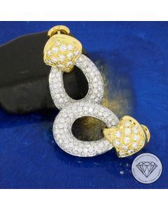 3,80 Carat Brillant Ohrstecker Ohrhänger 750 / 18 Kt Gold Bicolor