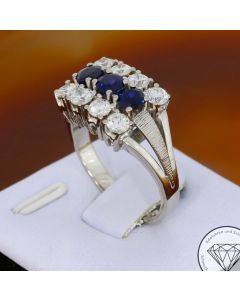 Saphir Brillant Ring 1,02 Carat 585 / 14 Kt Gold Gr. 55,5