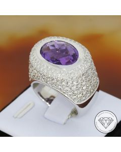 Brillant Amethyst Ring 4,30 Carat 750 / 18 Kt Gold