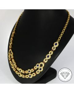 Saphir Rubin Brillant Collier 3,50 Carat 750 / 18 Kt Gold 42,0 cm