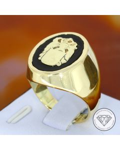 Classic Onyx Wappen Siegel Ring, 585 gelb Gold 14 KT, Gr. 63