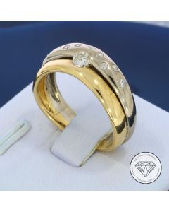 Brillant Ring 585 / 14 Kt Gelb- & Wei&szlig; Gold 0,33 Carat Gr.52,5