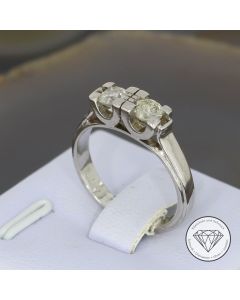 Vintage Brillant 0,58 ct Ring, 585 weiss Gold 14 KT, Gr. 51