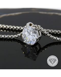 DPL zertifiziertes Solitär Brillant Collier 585 / 14 Karat Weiß Gold 42,0 cm