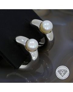 Akoya Perlen Klapp Creolen 585 / 14 Kt Gold