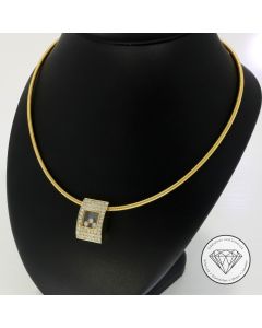 Original Chopard Omega Hals Reif & Happy Diamonds Brillant Anhänger 750 / 18 Kt Gold 42,0 cm