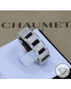 Original Chaumet Paris Designer Memory Brillant Ring 750 / 18 Karat Weiß Gold + Kautschuk Gr. 56