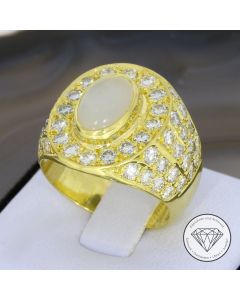Massiver Brillant Mondstein Ring 2,80 Carat 750 / 18 Karat Gelb Gold