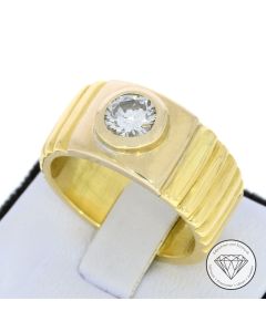Massiver Solitär Kronen Brillant Ring 750 / 18 Kt Gold Gr. 65