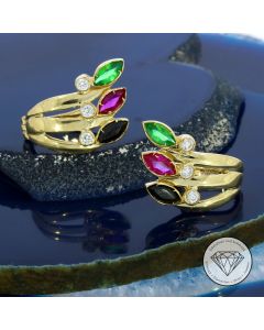 Fächer Ohrringe 585 / 14 Kt Gelb Gold