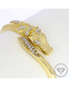 Pferde Diamant Armreif 750 / 18 Kt Gold 17,5 cm