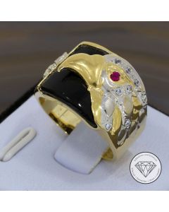 Eagle / Adler Rubin Zirkonia Siegel Ring (small), 750 Gold 18 KT, Gr. 52