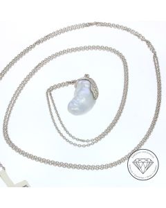 Original Gellner Südseeperlen Brillant Kette 750 / 18 Kt Gold 