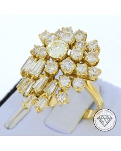 Brillant Diamant 3,45 ct Ring, 750 gelb Gold 18 KT, Handarbeit Gr. 62