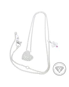 Herz Brillant Anhänger mit Anker Kette 750 / 18 Kt Gold