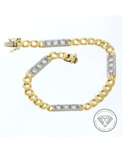 2,40 Carat Panzer Brillant Armband 750 / 18 Kt  Gold 18,5 cm