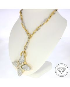 Stern Brillant Anhänger 6,50 Carat mit Kette Collier 750 / 18 Kt Gold 42,0 cm