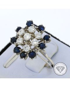 Saphir Brillant Ring 0,85 Carat 585 / 14 Kt Gold Gr. 58