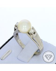 Vintage Perlen Brillant Ring 585 / 14 Kt Gold