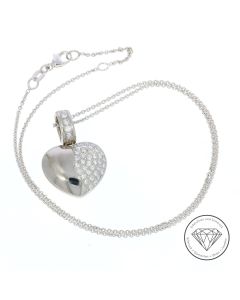 0,63 Carat Brillant Herz Anhänger mit Anker Kette 750 / 18 Kt Gold 38,5 - 42,0 cm