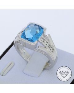 Blautopas Brillant Ring 750 / 18 Kt Gold Gr. 54