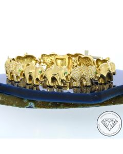 1,50 Carat Brillant Elefanten Armband 750 Gold 18 Kt 18 cm