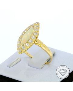 Opal Diamant 0,80 Carat Ring 750 / 18 Kt Gold