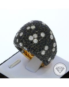 Original Al Coro Onyx Brillant 1,93 Carat Ring 750 / 18 Kt Gold 