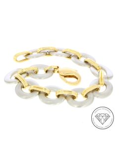 Massives Bicolor Anker Armband Platin / Gold 17 cm