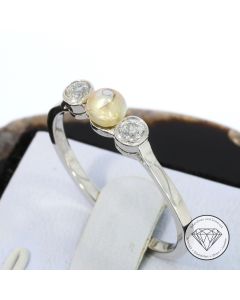 Perle Diamant Ring 750 / 18 Kt Gold