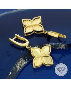 Ohrringe 'Kleeblatt" Ohrh&auml;nger 585 / 14 Kt Gelb Gold