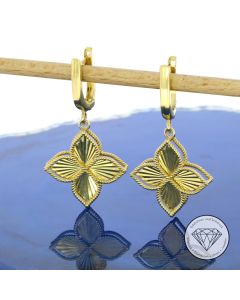 Ohrringe 'Kleeblatt" Ohrh&auml;nger 585 / 14 Kt Gelb Gold
