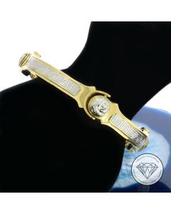 Greco Medusa Armband 585 / 14 Kt Gelb Weiß Gold 19,5 cm
