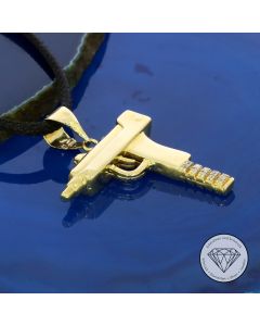Uzi Maschinenpistole Machine Gun Anh&auml;nger 585 / 14 Kt Gelb Gold