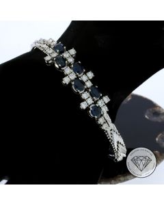 Brillant Saphir Armband 1,20 Carat 750 / 18 Kt Gold 17,5 cm
