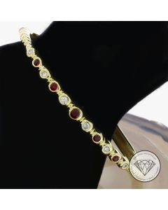 Rubin Brillant Armreif 585 / 14 Kt Gold 16,5 cm