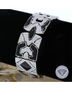 Onyx Brillant Armband 5,45 Carat 750 / 18 Kt Gold 19 cm