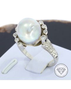 Barockperlen Diamant Ring 585 / 14 Kt Gold