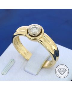 Solitär Brillant Ring 585 / 14 Kt 0,25 Carat Gelb Weiß Gold Gr. 63