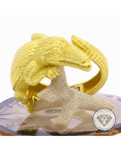 Original Barry Kieselstein Cord Alligator Armreif 750 / 18 Kt Gold 16,0 cm