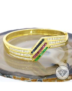 3,00 Carat Brillant Edelstein Armreif 750 / 18 Kt Gold 17,5 cm