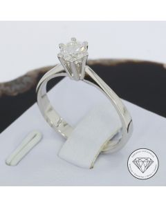 Solitär Brillant Ring Halbkaräter 585 / 14 Kt 0,50 Carat Weiß Gold Gr. 57