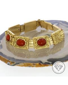 Vintage Korallen Armband 585 / 14 Kt Gold 16,5 cm