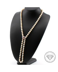 Perlen Rubin Endlos Collier Kette 585 / 14 Kt Gold 113 cm