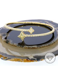 Brillant Voll Opal Damen Armspange 585 / 14 Karat Gelb Gold 17,5 cm T0349
