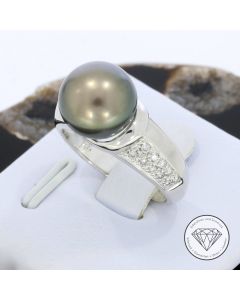  Tahiti Perlen Brillant Ring 750 / 18 Kt Gold Gr. 52